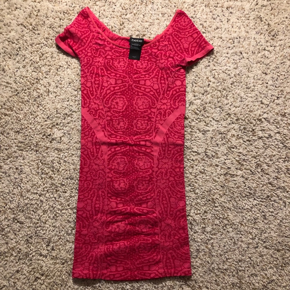 Bebe Pink Print Stretchy Dress